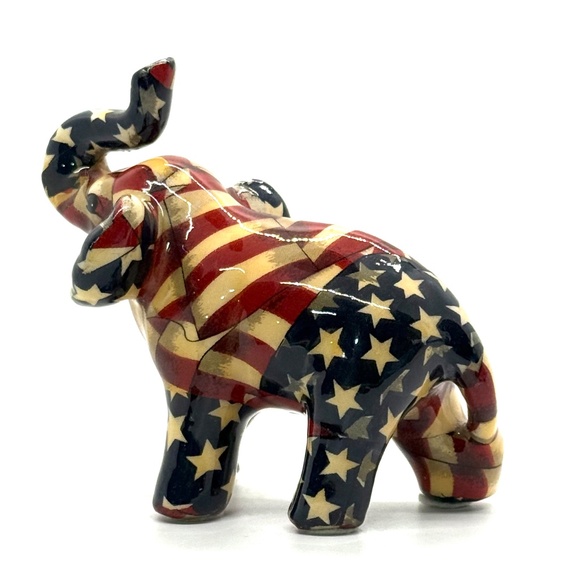 Vintage LaVie Elephant Figurine Stars And Stripes Pattern Republican Mascot - Picture 5 of 5
